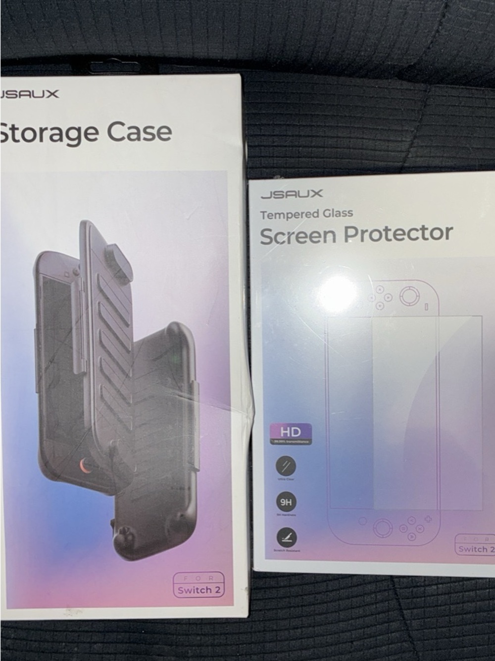 Black Storage Case & Tempered Glass Screen Protector for Switch 2